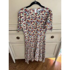 Faithfull The Brand Floral Printed Maxi Dress Spring Short Sleeve Zip Size 4